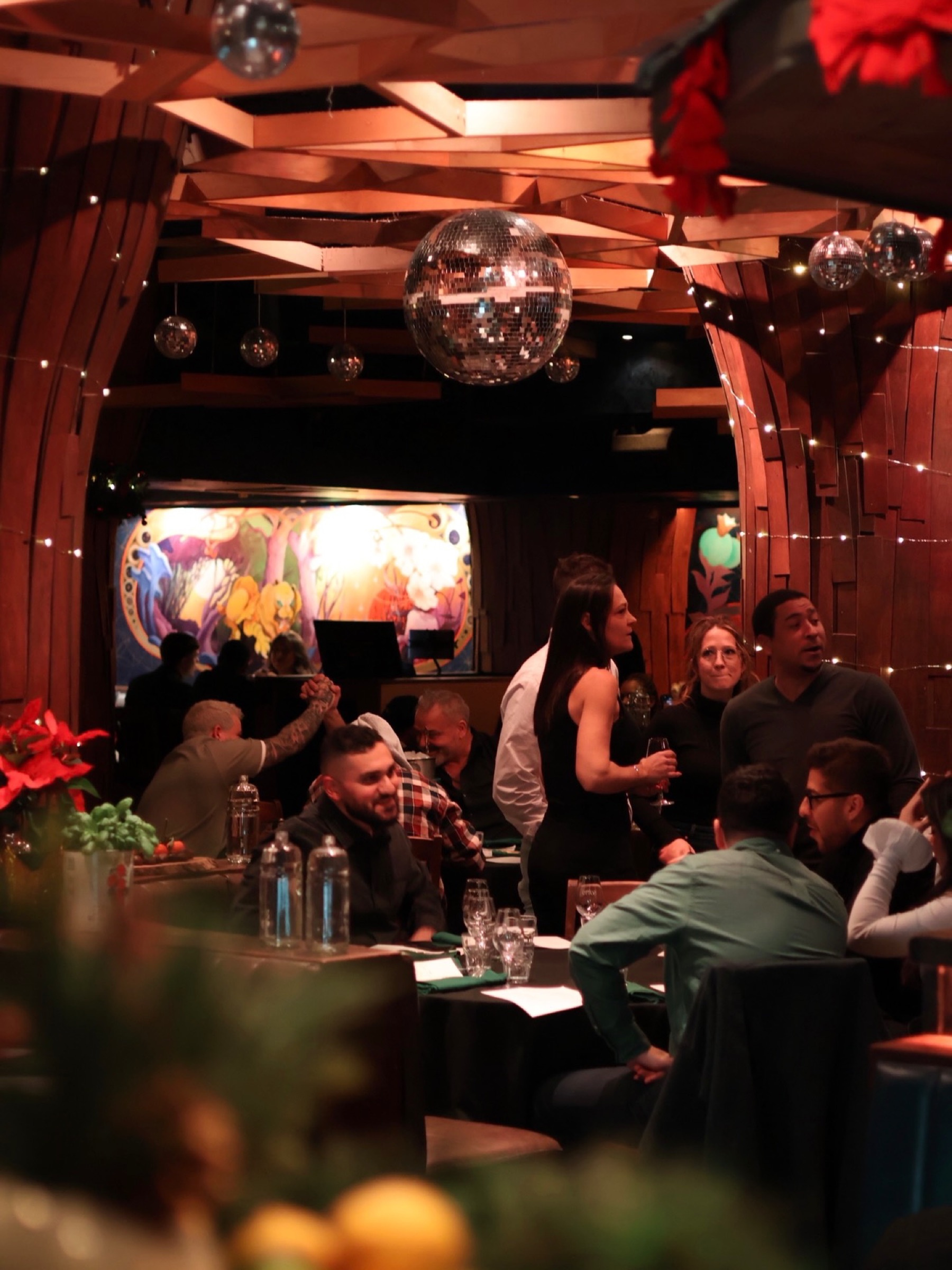 Soubois forest-themed supper club Montreal — dinner service in the candlelit dining room, the room that becomes a club at 11:30pm on F1 weekend